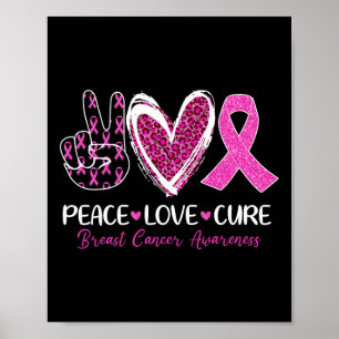 Love Cure Pink Ribbon Borstkanker Bewustzijn Vrouw Poster