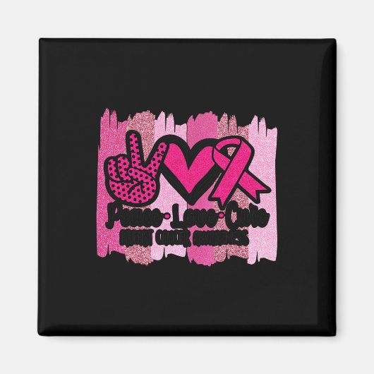 Love Cure Pink Ribbon Cancer Breast Awareness 2 Magneet (Voorkant)