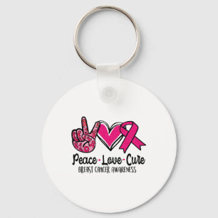 Love Cure Pink Ribbon Cancer Breast Awareness 3 Sleutelhanger