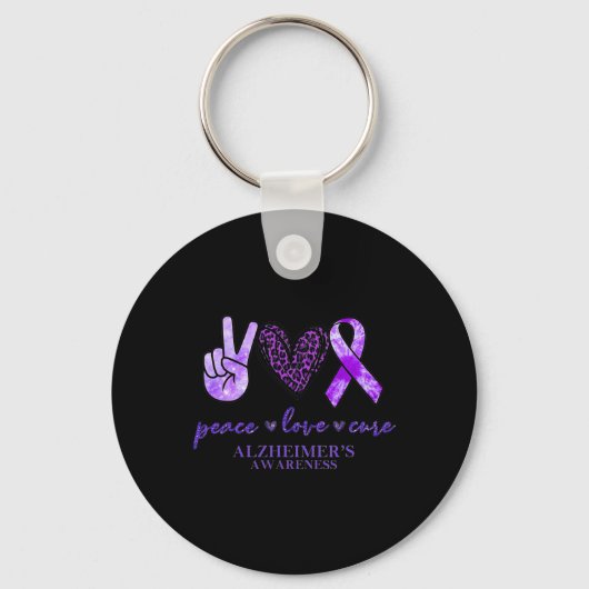 Love Cure Ribbon Leopard Alzheimerheimer Brain Awa Sleutelhanger (Voorkant)