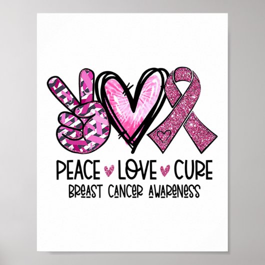 Love Cure Roze Lint Kanker Borst Bewustzijn 1 Poster (Voorkant)