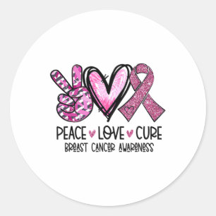 Love Cure Roze Lint Kanker Borst Bewustzijn 1 Ronde Sticker