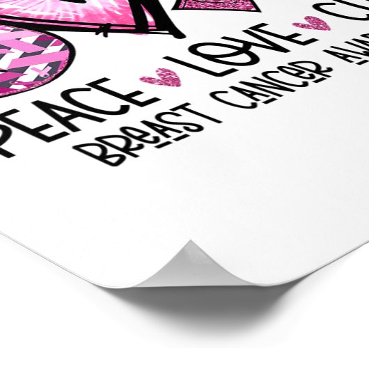 Love Cure Roze Lint Kanker Borst Bewustzijn Poster (Hoek)