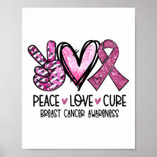 Love Cure Roze Lint Kanker Borst Bewustzijn Poster