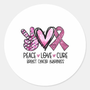 Love Cure Roze Lint Kanker Borst Bewustzijn Ronde Sticker