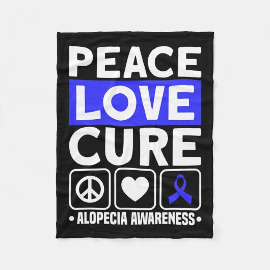 Love Cure Support Alopecia Awareness Ribbon 1 Fleece Deken (Voorkant)