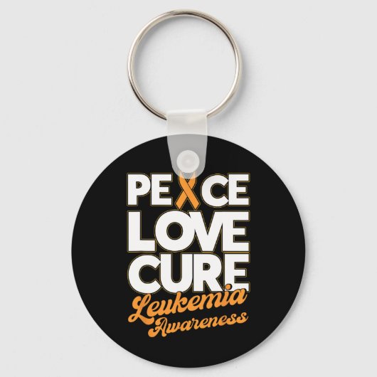 Love Cure Support Leukemie Awareness Ribbon Sleutelhanger (Voorkant)
