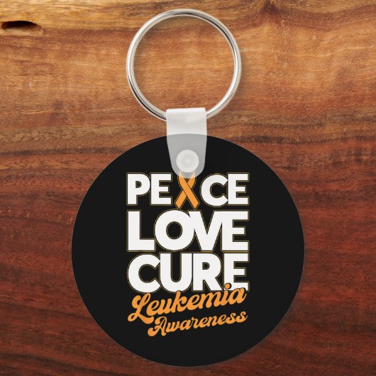 Love Cure Support Leukemie Awareness Ribbon Sleutelhanger (Voorkant)