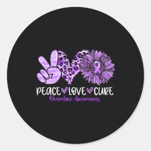 Love Cure Zonnebloem Luipaard Overdosis Awareness Ronde Sticker