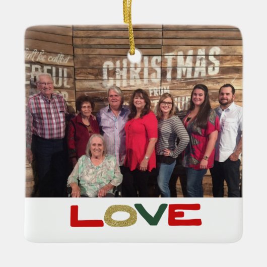 Love Custom 2-Sided Family-kerstmis Keramisch Ornament (Voorkant)