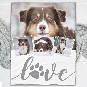 Love Custom Dog Photo Collage Fleece Deken