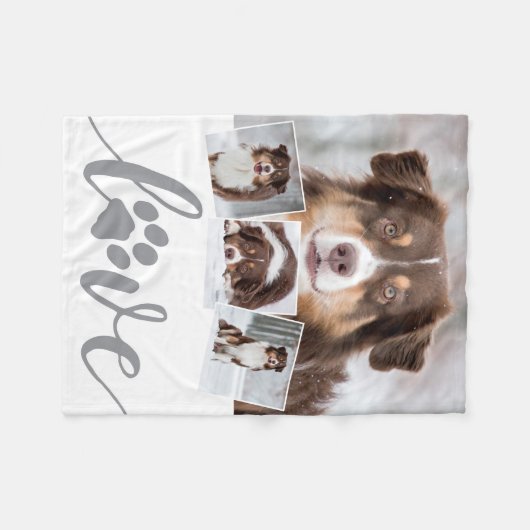 Love Custom Dog Photo Collage Fleece Deken (Voorkant (Horizontaal))