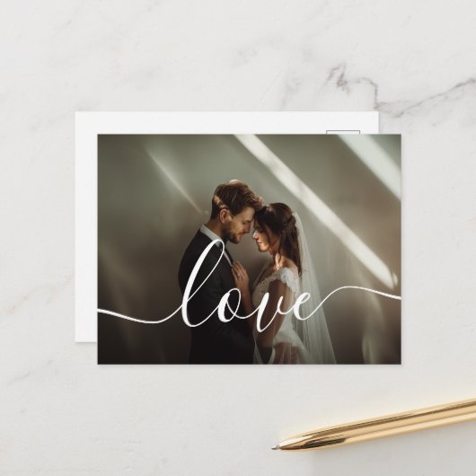 'Love' Custom paar foto Briefkaart (Voorkant / Achterkant in situ)