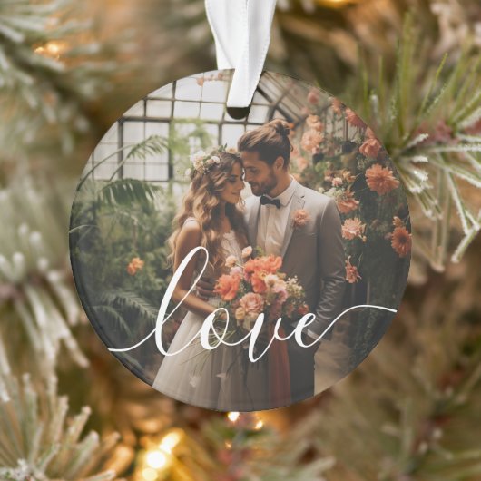 'Love' Custom paar foto Ornament (Boom)