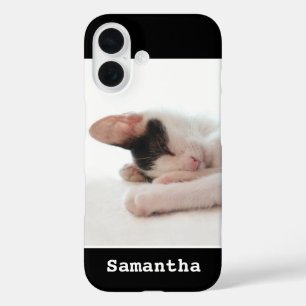 LOVE Custom Photo Modern Elegant Black and White iPhone 16 Hoesje