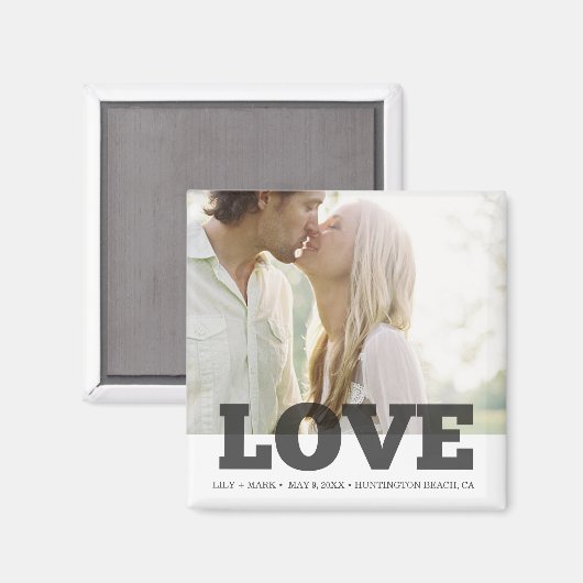 Love Custom Photo Wedding Favor Magneet (Voorkant / Achterkant)