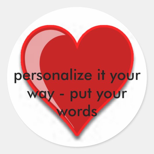 Love - Custom Red Heart Voeg Jouw tekst toe Ronde Sticker (Voorkant)