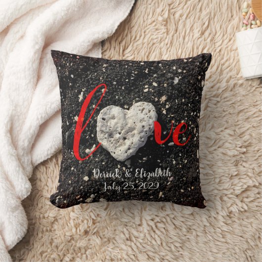 Love Custom Script Namen Datum Strand Koraal Hart Kussen (Deken)