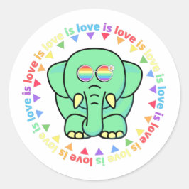 Love Cute Elephant LGBT Pride Month Ronde Sticker