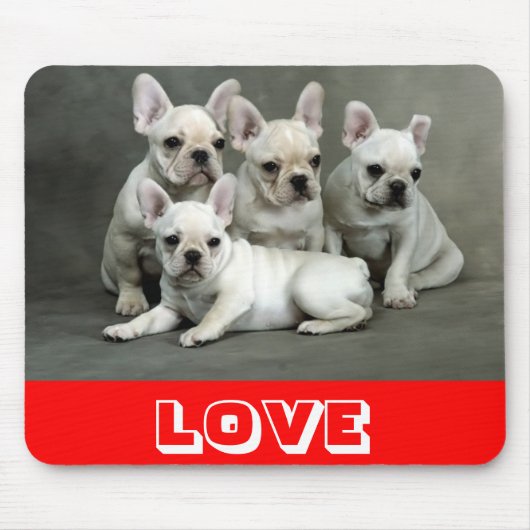 Love Cute French Bulldog Puppy Dog Mousepad Muismat (Voorkant)