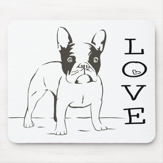 Love Cute French Bulldog Puppy Dog Mousepad Muismat (Voorkant)