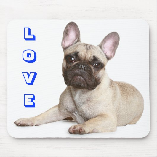 Love Cute French Bulldog Puppy Dog Mousepad Muismat (Voorkant)