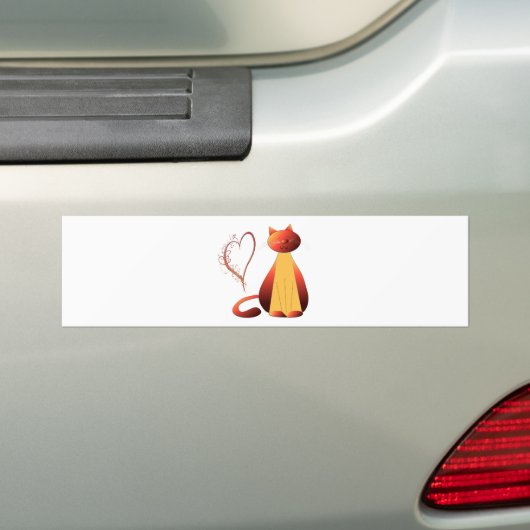 Love Cute Ginger Cat Digital Art Bumpersticker (Op auto)