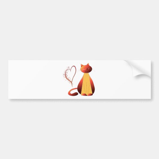 Love Cute Ginger Cat Digital Art Bumpersticker (Voorkant)