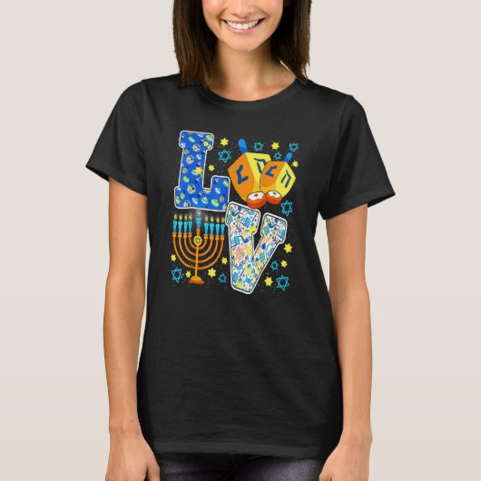 LOVE Cute Hanukkah Chanukah Decorations Dreidel Me T-shirt (Voorkant)