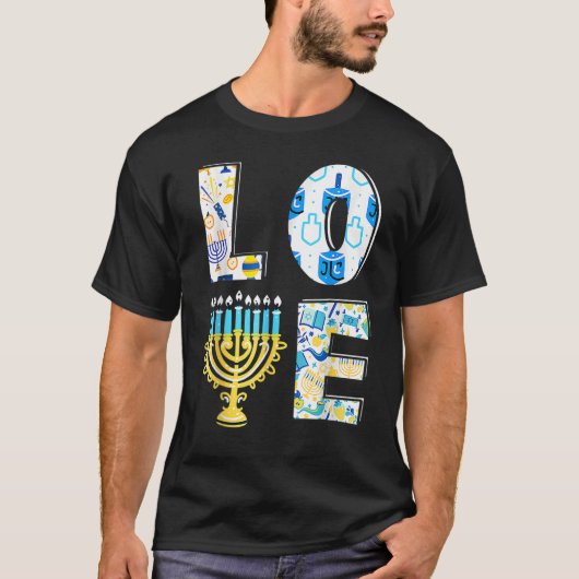 Love Cute Hanukkah Chanukah Menorah Pajama Matchin T-shirt (Voorkant)