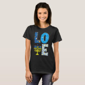 Love Cute Hanukkah Decoration Menorah Pajama Match T-shirt (Voorkant volledig)