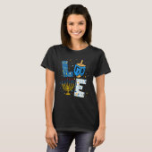 LOVE Cute Hanukkah Decorations Dreidel Menorah Cha T-shirt (Voorkant volledig)
