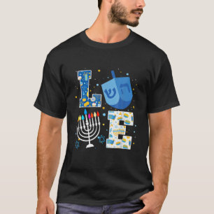 LOVE Cute Hanukkah Decorations Dreidel Menorah Cha T-shirt