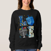 LOVE Cute Hanukkah Decorations Dreidel Menorah Cha Trui (Voorkant)