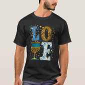 Love Cute Hanukkah Leopard Menorah Pajama Matching T-shirt (Voorkant)