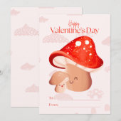 Love Cute Mushroom Classroom Girl Valentijnsdag Feestdagenkaart (Voorkant / Achterkant)