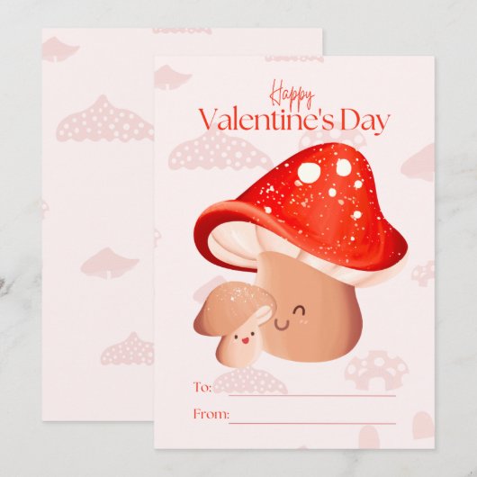 Love Cute Mushroom Classroom Girl Valentijnsdag Feestdagenkaart (Voorkant / Achterkant)