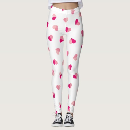 Love Cute Pink Heart Pattern Leggings (Voorkant)