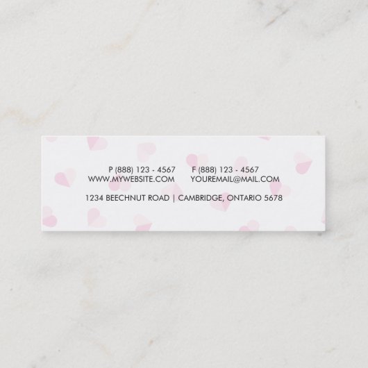 Love Cute Pink Heart Pattern Mini Visitekaartje (Achterkant)