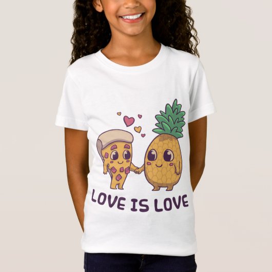 Love Cute Pride Pineapple Pizza T-shirt (Voorkant)