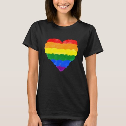 Love Cute Rainbow Pride Flag Heart Pride Lbt T-shirt (Voorkant)