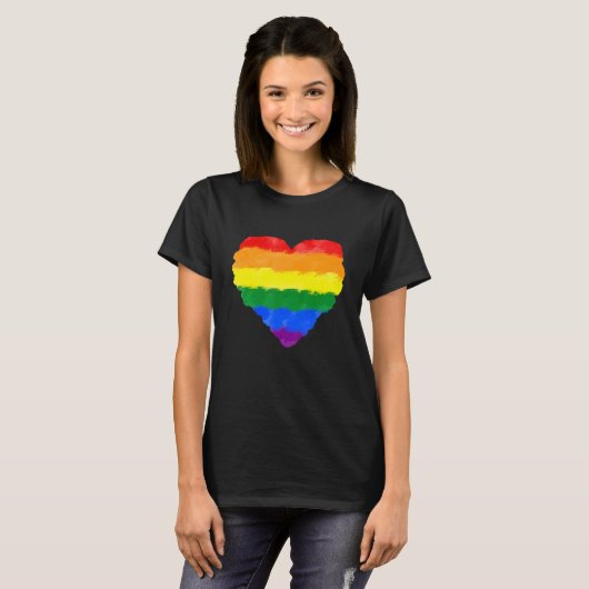 Love Cute Rainbow Pride Flag Heart Pride Lbt T-shirt (Voorkant volledig)