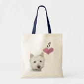 Love Cute Westie Dog Art met 3D Heart Tote Bag (Voorkant)
