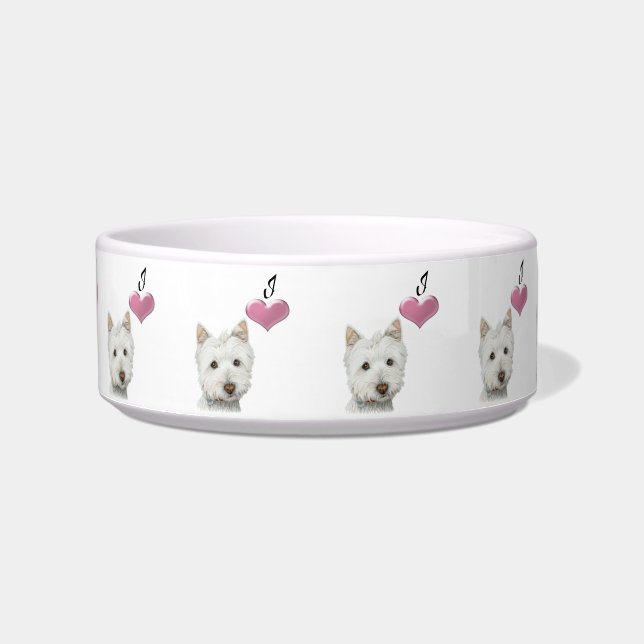 Love Cute Westie Dog Pet Bowl Voerbakje (Voorkant)
