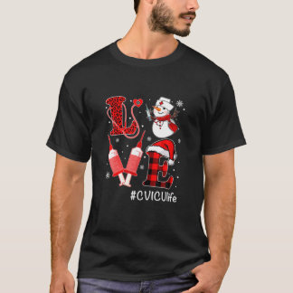 Love CVICU Nurse Life Snowman Syringe Kerstmis Nu T-shirt