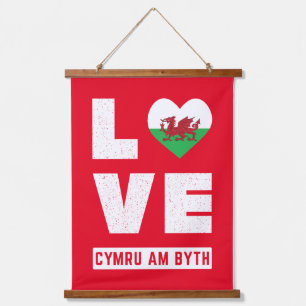 Love Cymru Am Byth Wales Flag Welsh Roots  Hangend Wandkleed