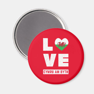 Love Cymru Am Byth Wales Flag Welsh Roots Magneet