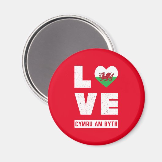 Love Cymru Am Byth Wales Flag Welsh Roots  Magneet (Voorkant / Achterkant)