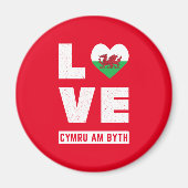 Love Cymru Am Byth Wales Flag Welsh Roots  Magneet (Voorkant)