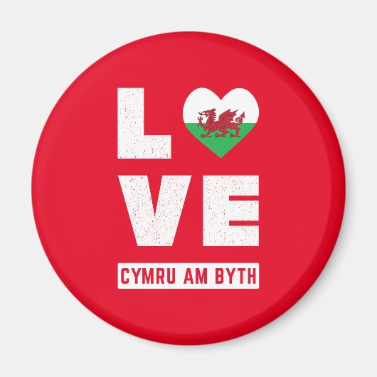 Love Cymru Am Byth Wales Flag Welsh Roots  Magneet (Voorkant)